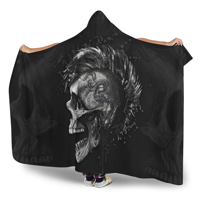 Punk Skull Hooded Blanket