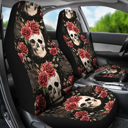 Vintage Flower Skull Car Seat Covers