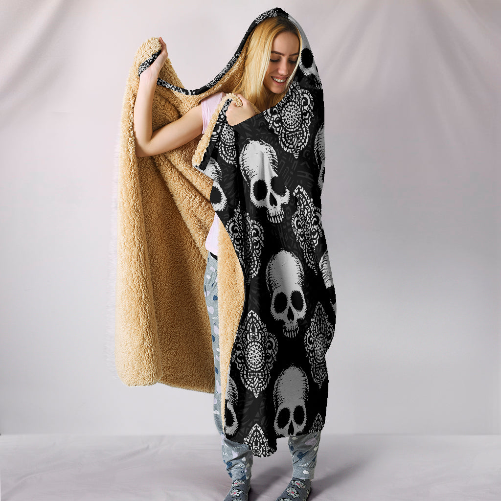 Gothic Skulls Hooded Blanket