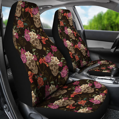 Skullistic Flower Skulls Pattern Car Seat Covers