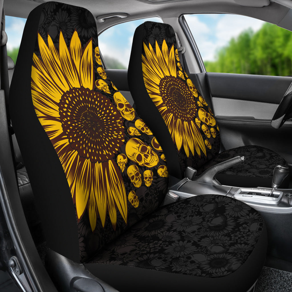 Sunflower Sunshine Skulls Car Seat Covers