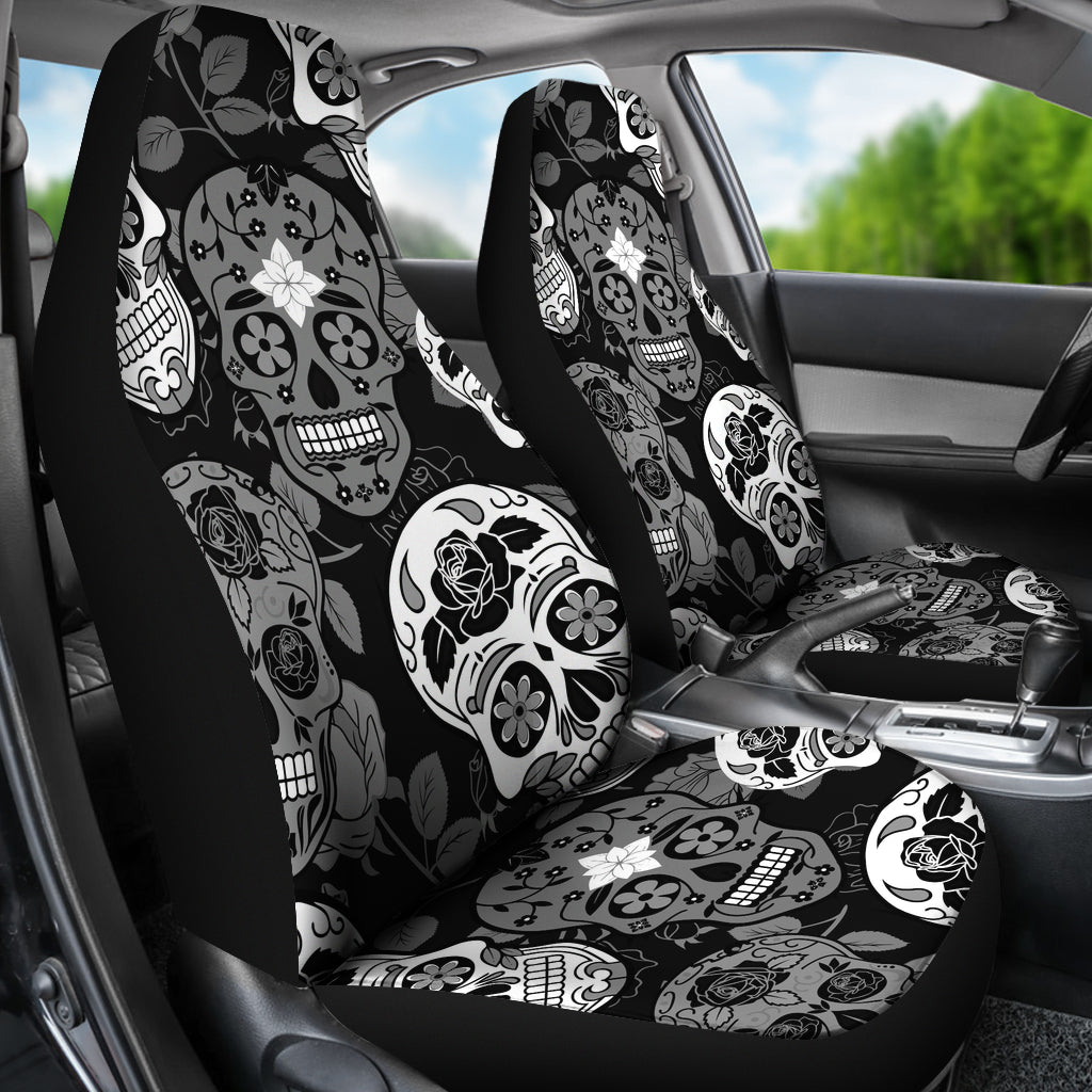 Skullistic Sugar Skulls Grey Car Seat Covers