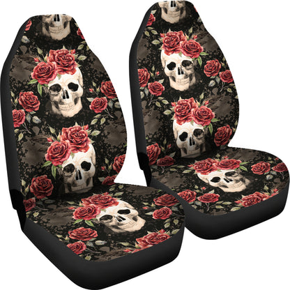 Vintage Flower Skull Car Seat Covers