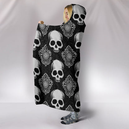 Gothic Skulls Hooded Blanket