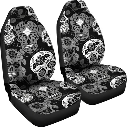 Skullistic Sugar Skulls Grey Car Seat Covers