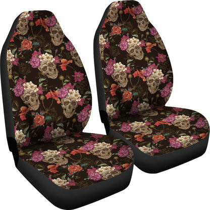 Skullistic Flower Skulls Pattern Car Seat Covers