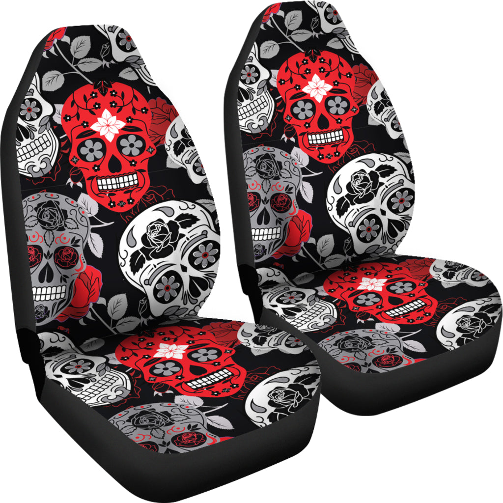 Skullistic Sugar Skulls Red Car Seat Covers