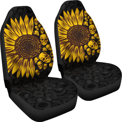 Sunflower Sunshine Skulls Car Seat Covers