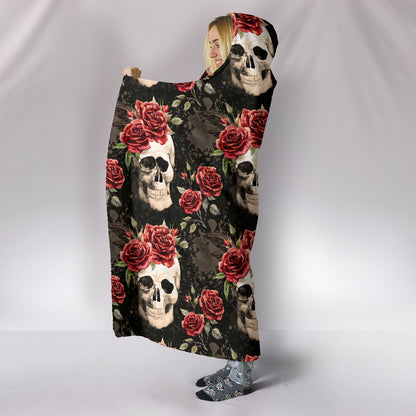 Vintage Skulls Hooded Blanket