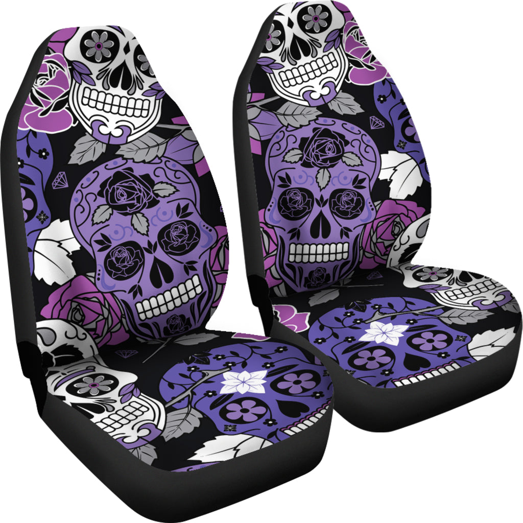 Sugar Skull Purple Car Seat Covers
