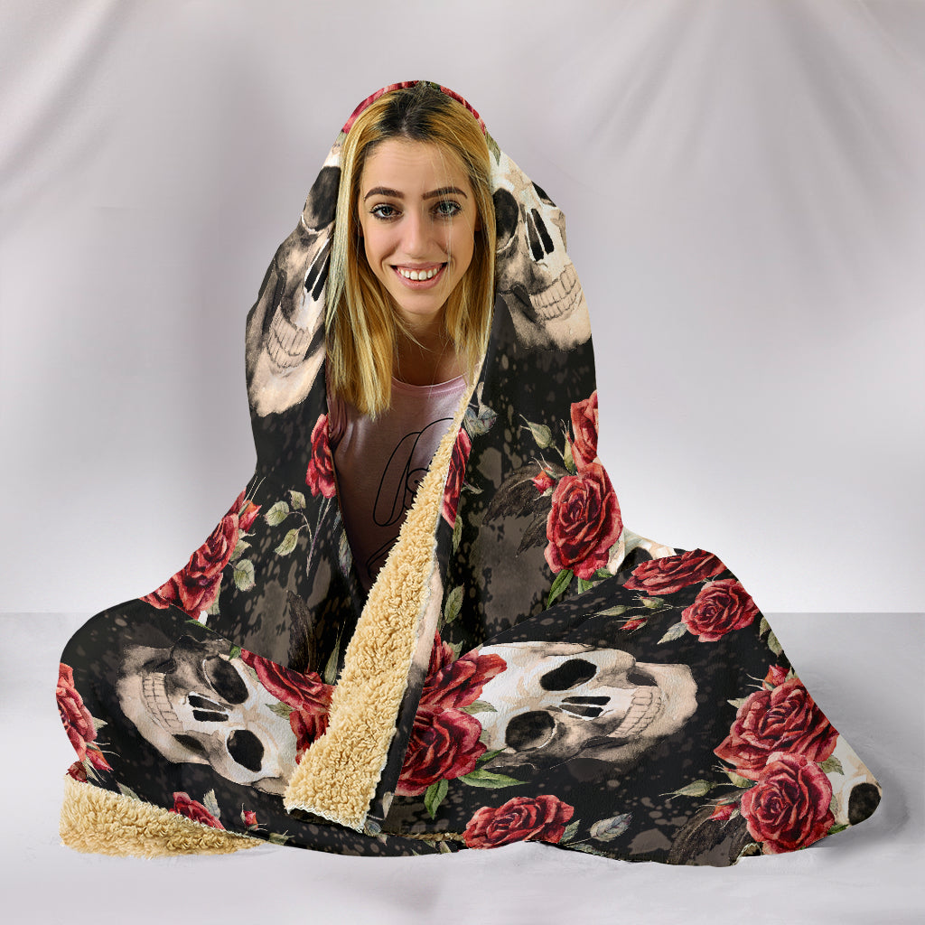 Vintage Skulls Hooded Blanket