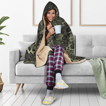 Animal Print Cammo Sugar Skulls Hooded Blanket