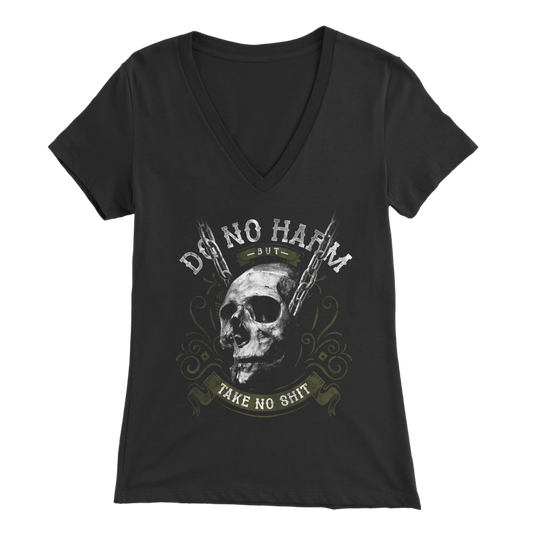 Do No Harm Skull Apparel Womens V-neck