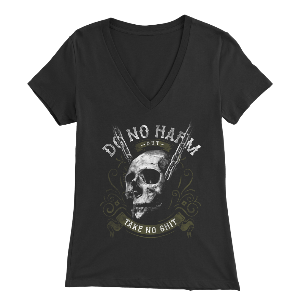 Do No Harm Skull Apparel Womens V-neck