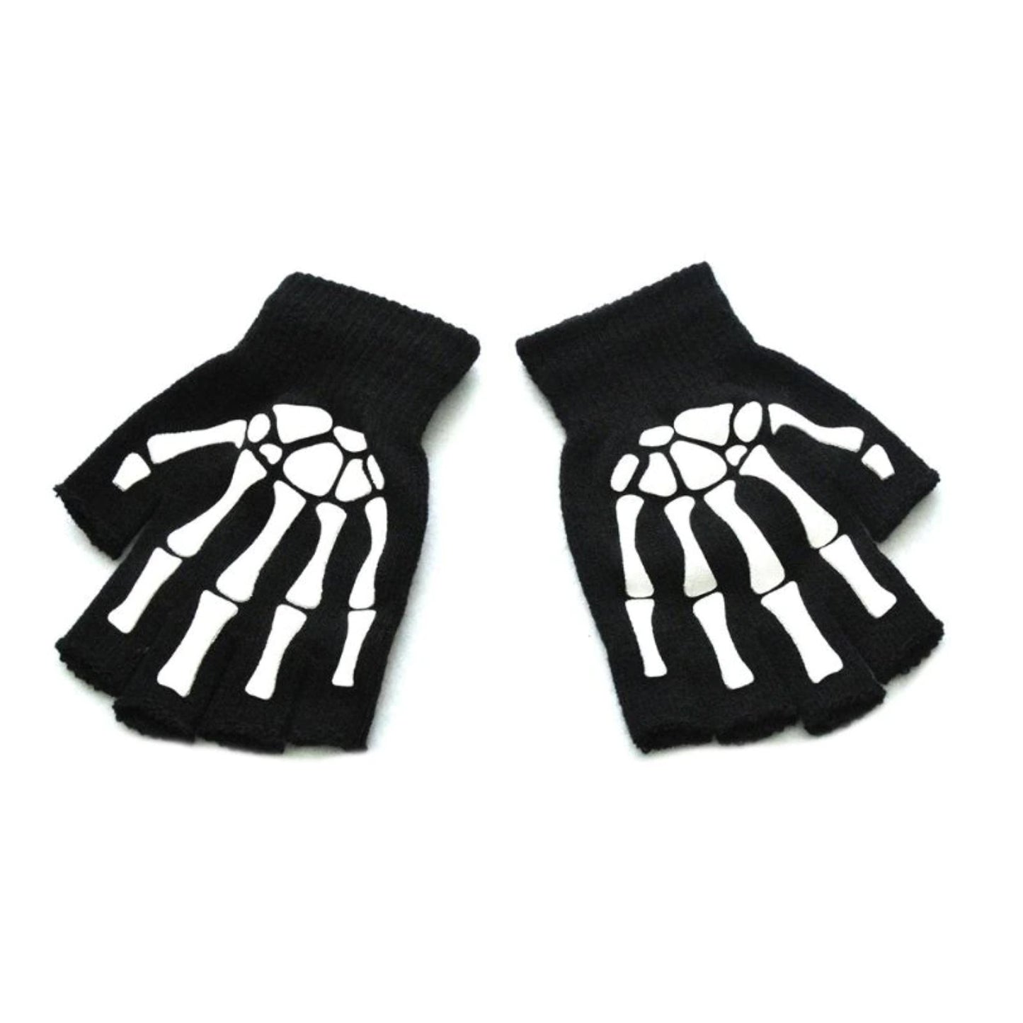 Skeleton Half Finger Gloves  - Glow in the Dark