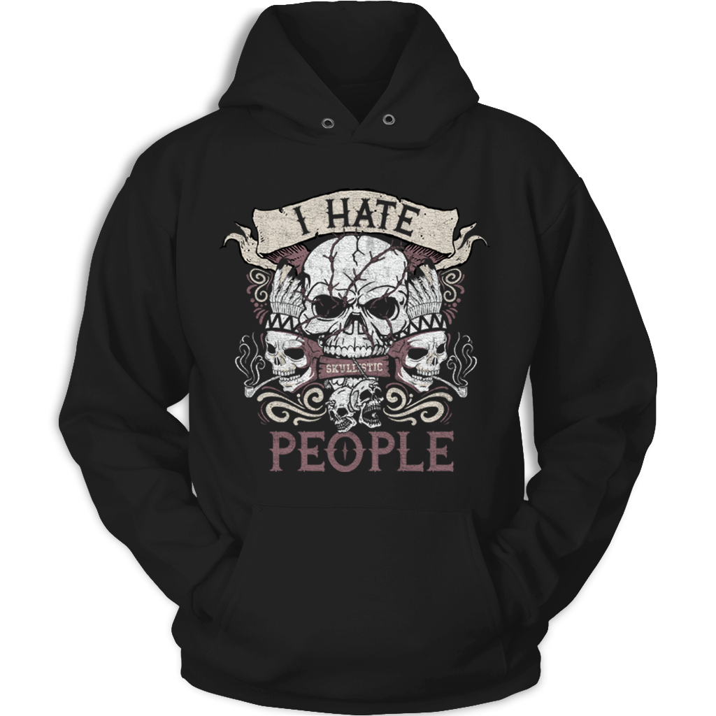 Skullistic I Hate People Black Unisex Hoodie