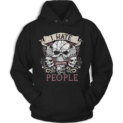 Skullistic I Hate People Black Unisex Hoodie