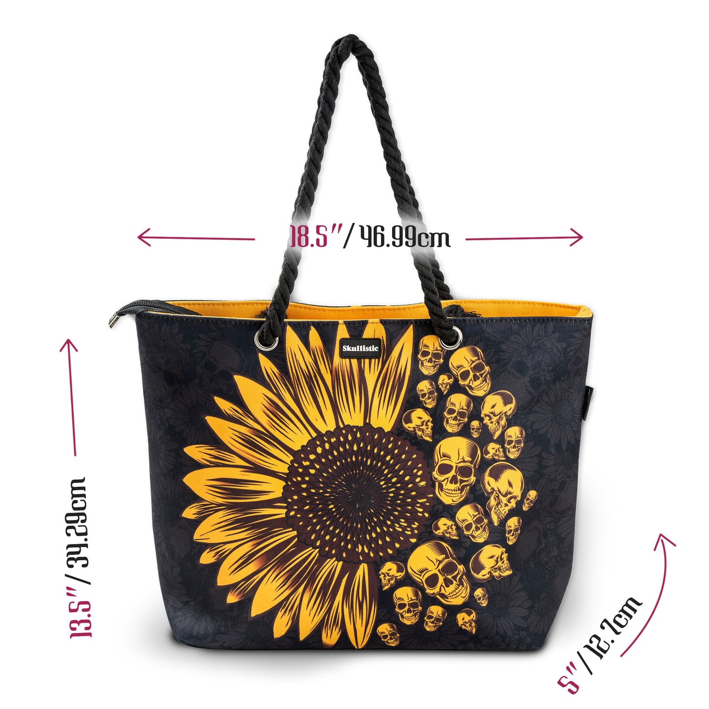 Sunflower Skulls Shoulder Beach Bag