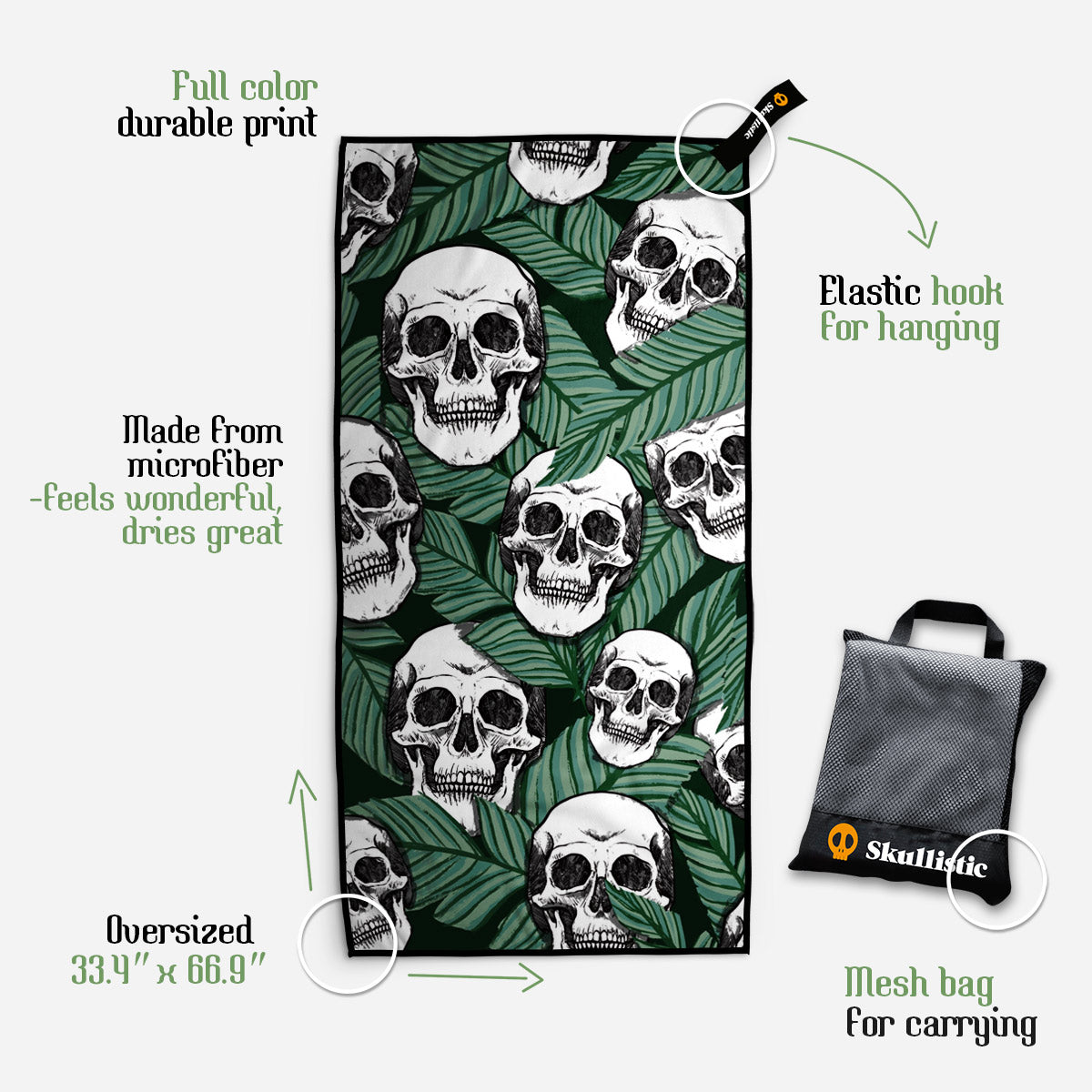 Skullistic Tropic Skulls Towel