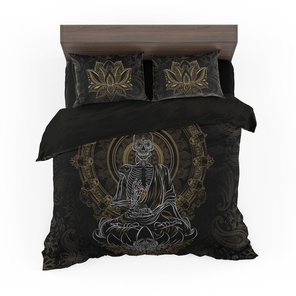 Skullistic™ Zen Meditating Skeleton Duvet Cover Set