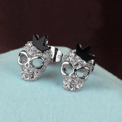 Crystal Skull Crown Earrings