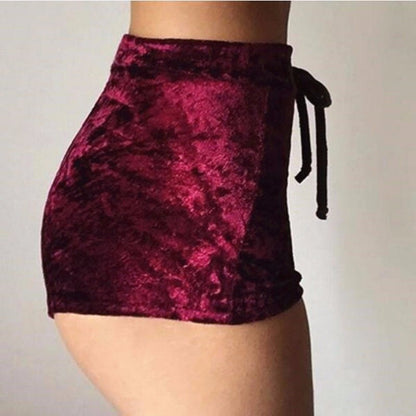 Let's Stay In Velvet Drawstring Shorts