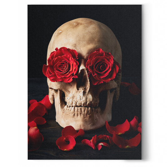 Skull and Roses Canvas Wall Art