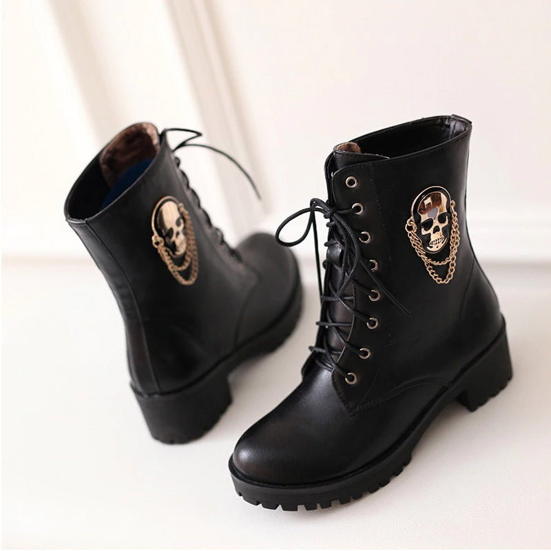 Black Whisper Skull Women's Boots