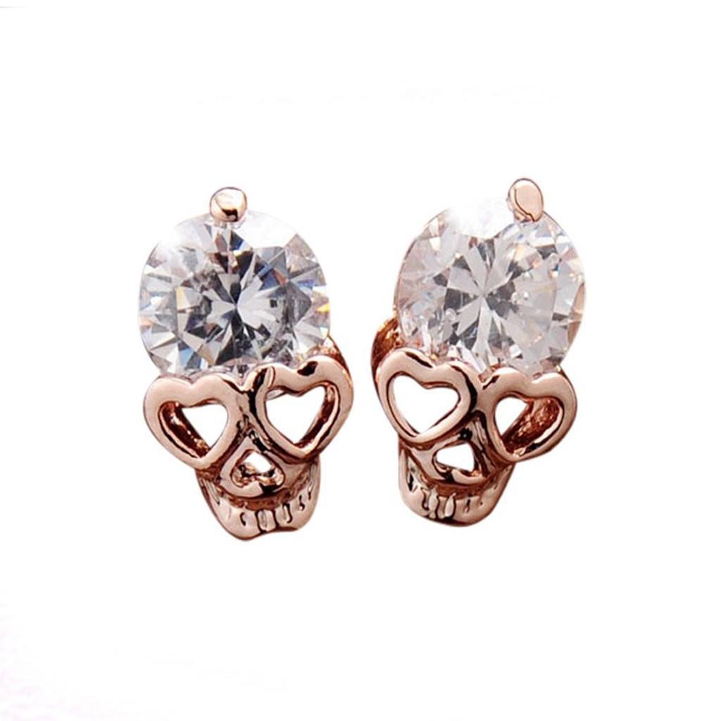 diamond skull stud earrings