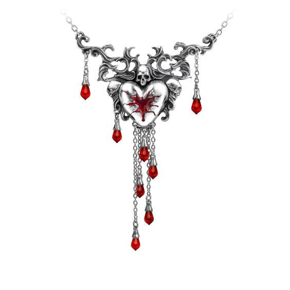 Wounded Heart Gothic Skull Necklace