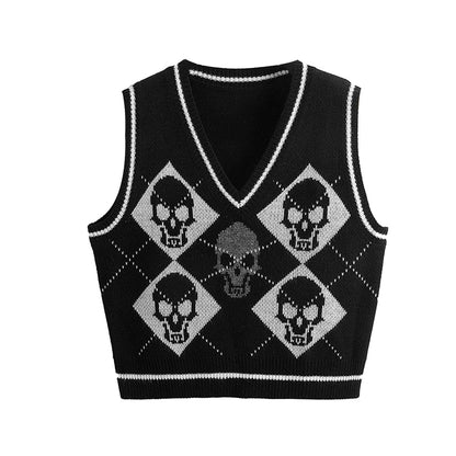 Skull Pattern Sweater Vest