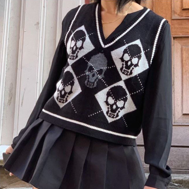 Skull Pattern Sweater Vest