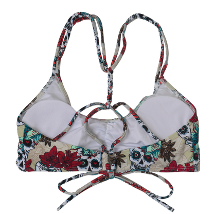 Sugar Skull Flowers Bikini Top