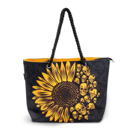 Sunflower Skulls Shoulder Beach BAG BACK YELLOW