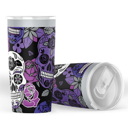 Sugar Skulls Purple Steel Tumbler