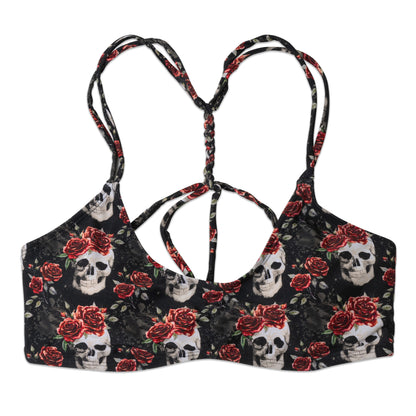 Vintage Skulls Flower Bikini Top