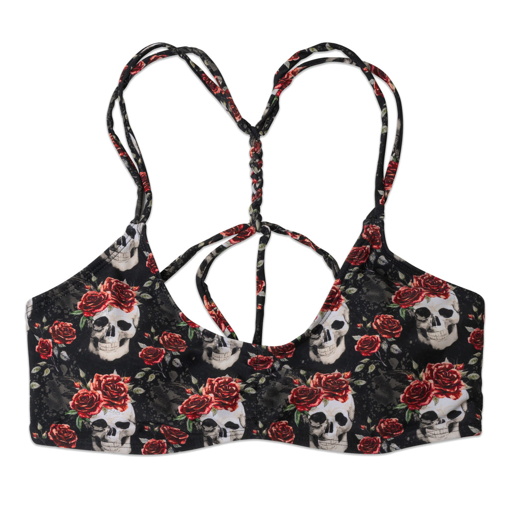 Vintage Skulls Flower Bikini Top