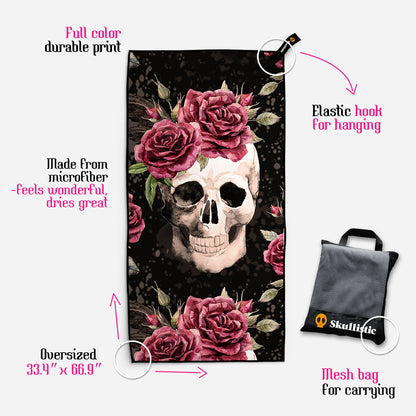 Vintage Flower Skulls Towel